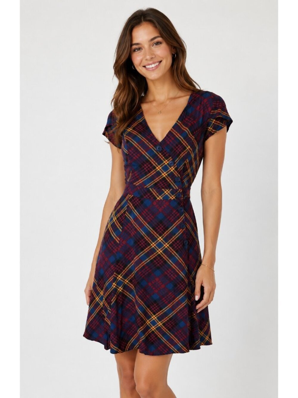 ModCloth Plaid Purple Blue Mini Dress L